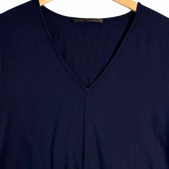 Jenni Kayne Womens V Neck Tie Front Blouse Size XS Navy Capsule Wardrobe Minimal - Picture 4 of 8